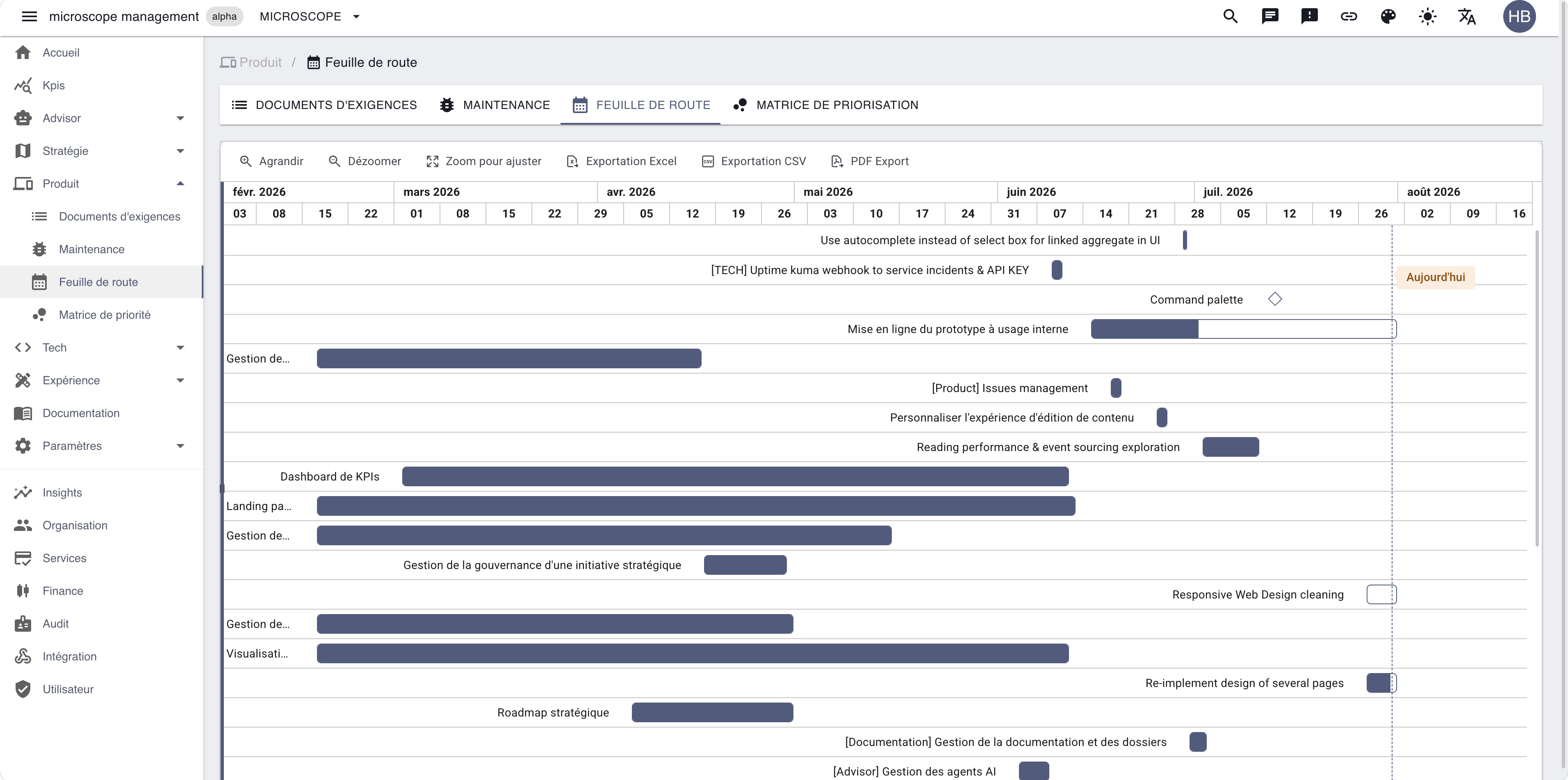 The Product roadmap — breadcrumb on every page